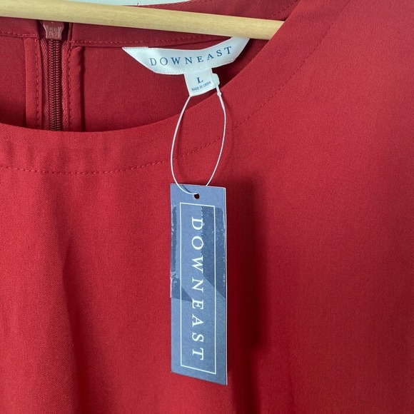 Nwt Downeast Burgundy Dress Women’s Zip-Up Closure w Lace 3/4 Sleeve A-line Sz L - Picture 9 of 9